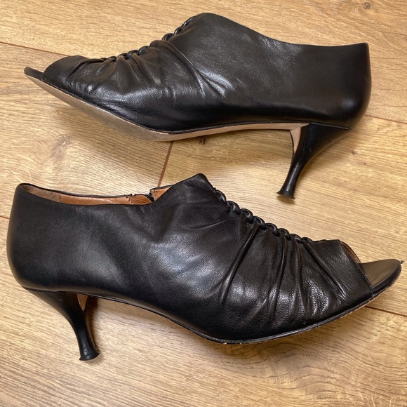 CORSO COMO Catania Black Leather Peep Toe Booties - Picture 8 of 14